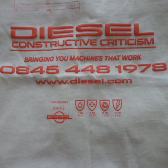 Diesel Constructive Criticism D-digger 78 Off White Size Small T-Shirt *NWT* - Picture 3 of 15
